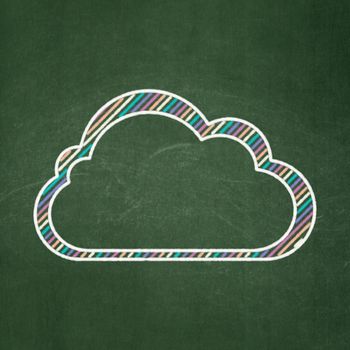 Cloud networking concept: Cloud icon on Green chalkboard background, 3d render