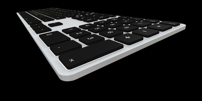 Close up of computer keyboard isolated on dark background