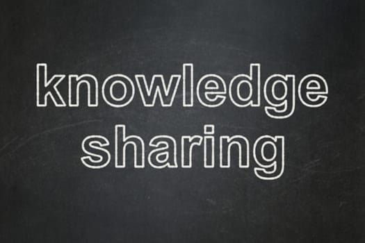 Education concept: text Knowledge Sharing on Black chalkboard background, 3d render