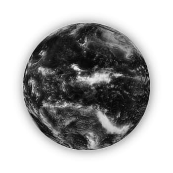Pacific Ocean on dark planet Earth isolated on white background. Highly detailed planet surface. Elements of this image furnished by NASA.