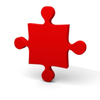 Red puzzle piece isolated on white background