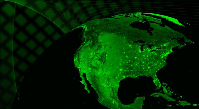 North America technology concept. Elements of this image furnished by NASA.
