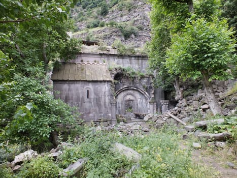Kobayr is a 12th-century Armenian convent which was built on a brink of a deep gorge, in 1171. The site is currently being restored