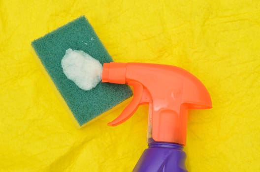 cleaning materials and white fluid