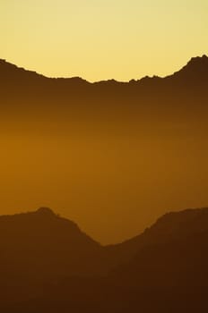 Backlight Silhouette Sunset over the Mountains in Canary Islands Tenerife