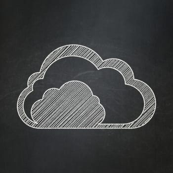 Cloud technology concept: Cloud icon on Black chalkboard background, 3d render
