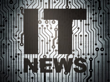 News concept: circuit board with  word IT News, 3d render