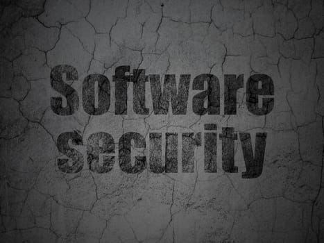 Security concept: Black Software Security on grunge textured concrete wall background, 3d render