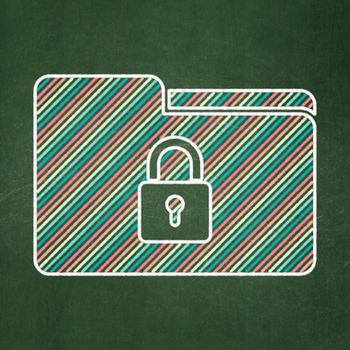 Business concept: Folder With Lock icon on Green chalkboard background, 3d render