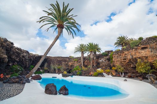 Swimming pool in the Jameos del Agua. Lanzarote.Spain.