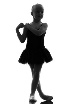 one little girl ballerina ballet dancer dancing in silhouette on white background