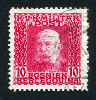 AUSTRIA - CIRCA 1908: stamp printed by Austria, shows Franz Josef, circa 1908