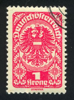 AUSTRIA - CIRCA 1920: stamp printed by Austria, shows ornament and eagle, circa 1920