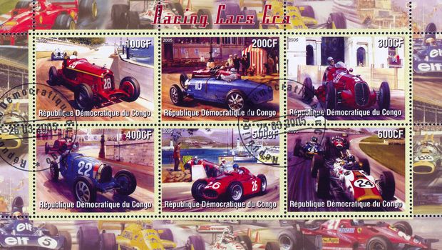 CONGO - CIRCA 2005: stamp printed by Congo, shows racing at Formula One, circa 2005