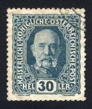 AUSTRIA - CIRCA 1908: stamp printed by Austria, shows Franz Josef, circa 1908