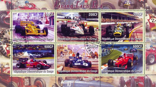 CONGO - CIRCA 2005: stamp printed by Congo, shows racing at Formula One, circa 2005
