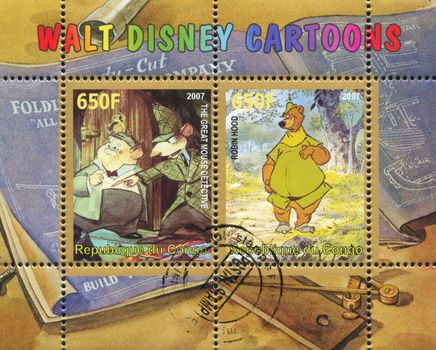 CONGO - CIRCA 2007: stamp printed by Congo, shows Robin Hood and  Great Mouse Detective, circa 2007