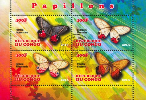 CONGO - CIRCA 2013: stamp printed by Congo, shows butterfly, circa 2013