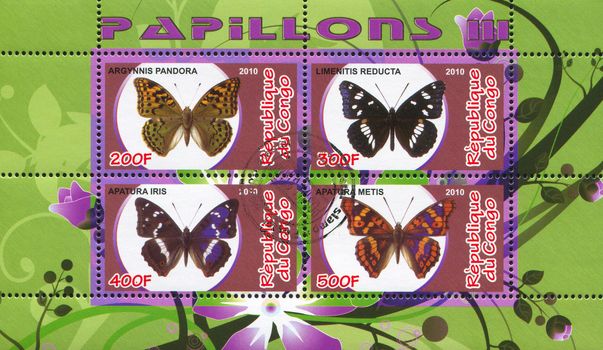 CONGO - CIRCA 2010: stamp printed by Congo, shows butterfly, circa 2010