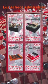 CONGO - CIRCA 2011: stamp printed by Congo, shows Chess, circa 2011