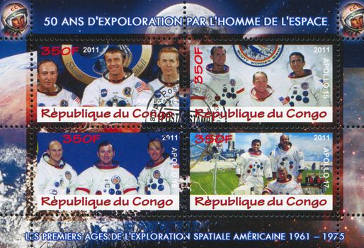 CONGO - CIRCA 2011: stamp printed by Congo, shows astronaut, circa 2011