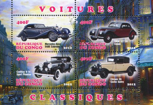 CONGO - CIRCA 2012: stamp printed by Congo, shows automobile, circa 2012