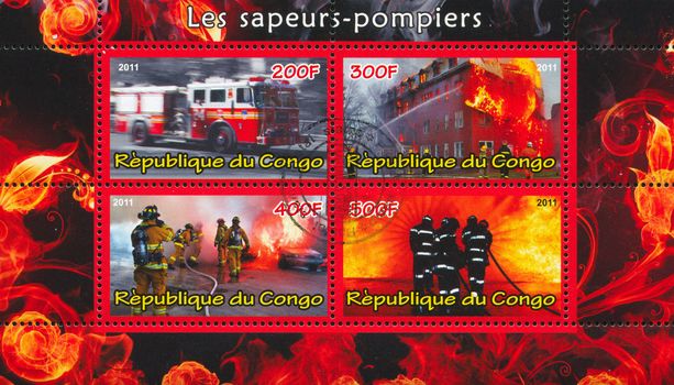 CONGO - CIRCA 2012: stamp printed by Congo, shows Firemans, circa 2012
