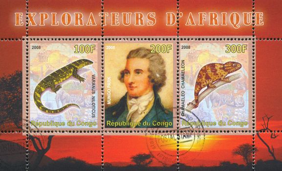 CONGO - CIRCA 2008: stamp printed by Congo, shows Mungo Park, circa 2008