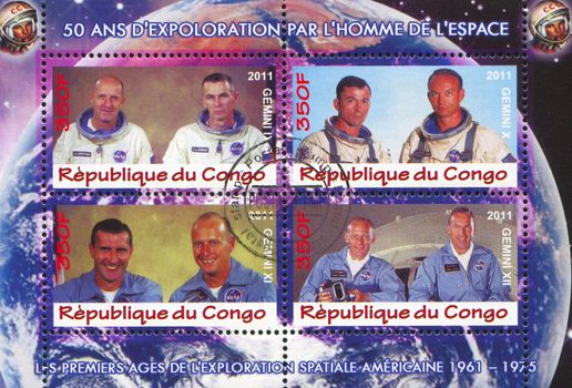 CONGO - CIRCA 2011: stamp printed by Congo, shows astronaut, circa 2011