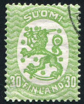 FINLAND - CIRCA 1929: stamp printed by Finland, shows Coat of arms of Finland, circa 1929