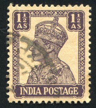 INDIA - CIRCA 1941: stamp printed by India, shows King George VI, circa 1941