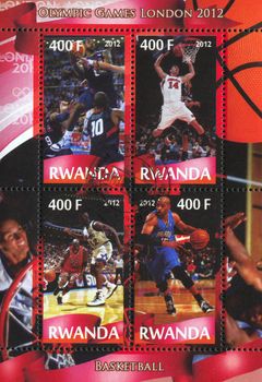 RWANDA - CIRCA 2012: stamp printed by Rwanda, shows basketball, circa 2012