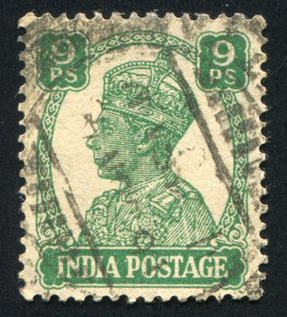 INDIA - CIRCA 1941: stamp printed by India, shows King George VI, circa 1941
