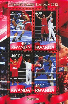 RWANDA - CIRCA 2012: stamp printed by Rwanda, shows boxing, circa 2012