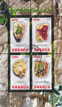 RWANDA - CIRCA 2010: stamp printed by Rwanda, shows Aquamarine, circa 2010