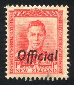 NEW ZEALAND - CIRCA 1944: stamp printed by New Zealand, shows King George VI, circa 1944