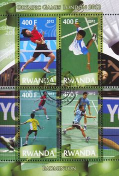 RWANDA - CIRCA 2012: stamp printed by Rwanda, shows Tennis, circa 2012