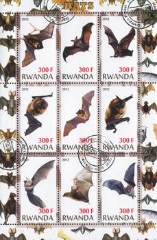 RWANDA - CIRCA 2012: stamp printed by Rwanda, shows Bat, circa 2012