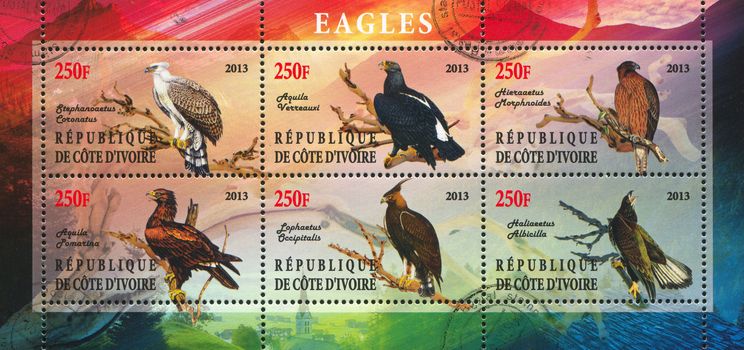 IVORY COAST - CIRCA 2013: stamp printed by Ivory Coast, shows Little Eagle, circa 2013
