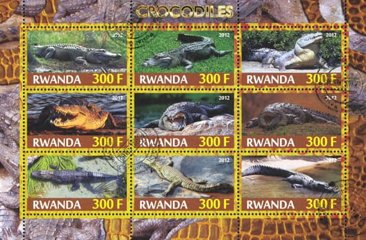 RWANDA - CIRCA 2012: stamp printed by Rwanda, shows Crocodile, circa 2012