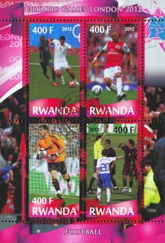 RWANDA - CIRCA 2012: stamp printed by Rwanda, shows football, circa 2012