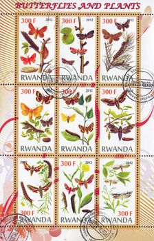 RWANDA - CIRCA 2012: stamp printed by Rwanda, shows Butterflies, circa 2012