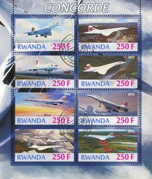 RWANDA - CIRCA 2012: stamp printed by Rwanda, shows Airplane, circa 2012