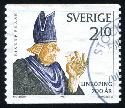 SWEDEN - CIRCA 1987: stamp printed by Sweden, shows Hans Brask, Bishop of Linkoping, circa 1987