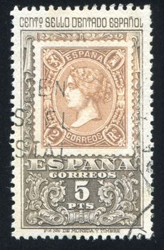 SPAIN - CIRCA 1965: stamp printed by Spain, shows Queen Isabel, circa 1965