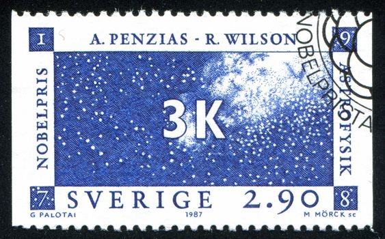 SWEDEN - CIRCA 1987: stamp printed by Sweden, shows Arno Penzias and Robert Wilson, US, circa 1987