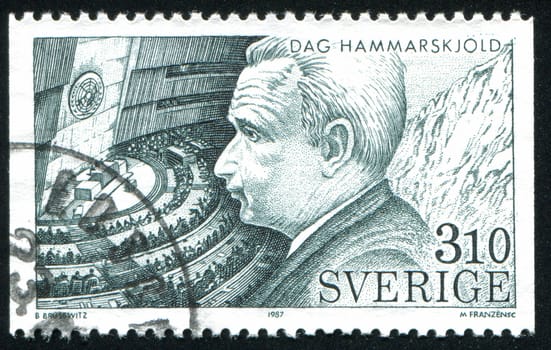 SWEDEN - CIRCA 1987: stamp printed by Sweden, shows Dag Hammarskjold, circa 1987