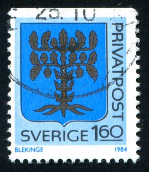 SWEDEN - CIRCA 1984: stamp printed by Sweden, shows Blekinge Arms, circa 1984