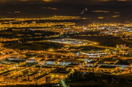 Pamplona city at night in Spain.