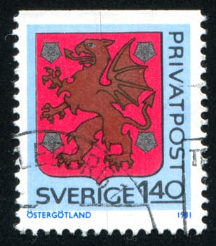 SWEDEN - CIRCA 1981: stamp printed by Sweden, shows Ostergotland Arms, circa 1981